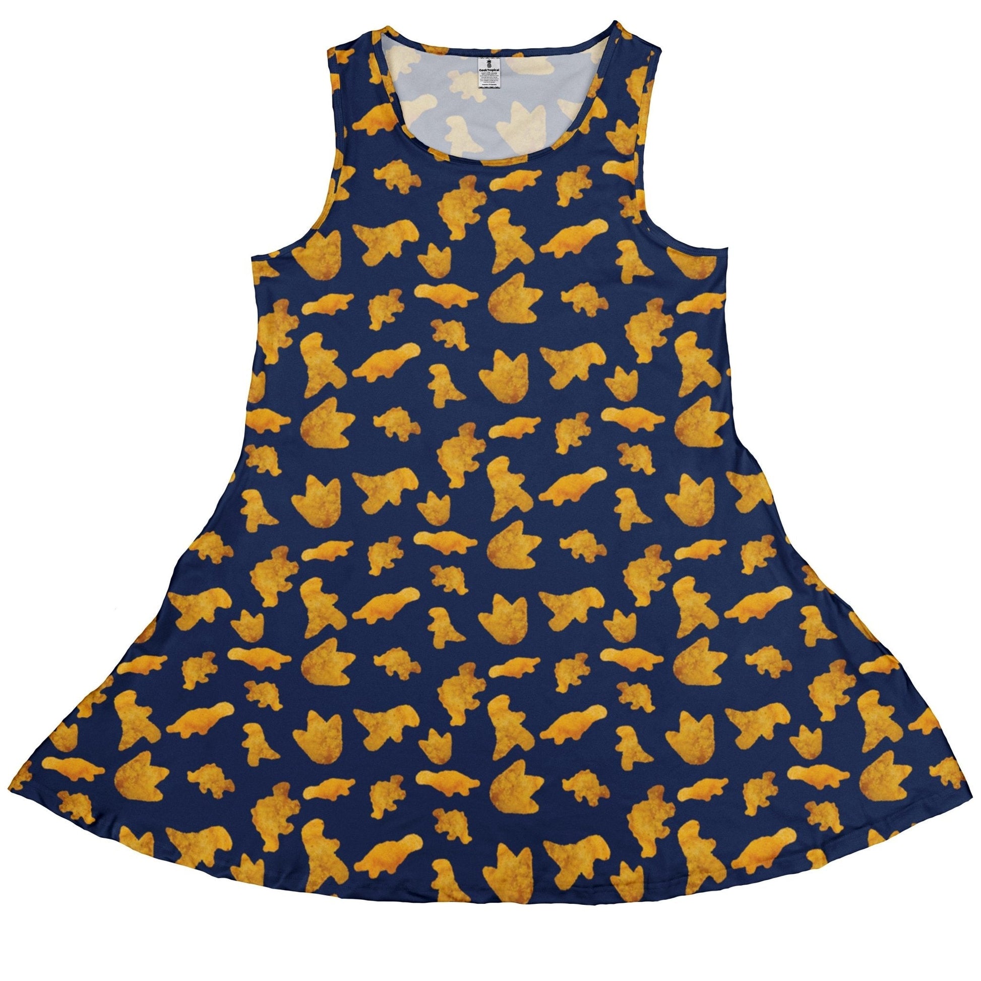 Clearance Ready - to - Ship Dinosaur Chicken Nuggets Blue Dress Geek Nerd Clearance Design by Random Galaxy dinosaur print