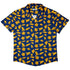 Ready - to - Ship Dinosaur Chicken Nuggets Blue Button Up Shirt Geek Nerd adult sizing Design by Random Galaxy dinosaur print
