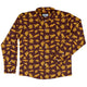 Dinosaur Chicken Nuggets Red Long Sleeve Button Up Shirt Geek Nerd adult sizing Design by Random Galaxy dinosaur print