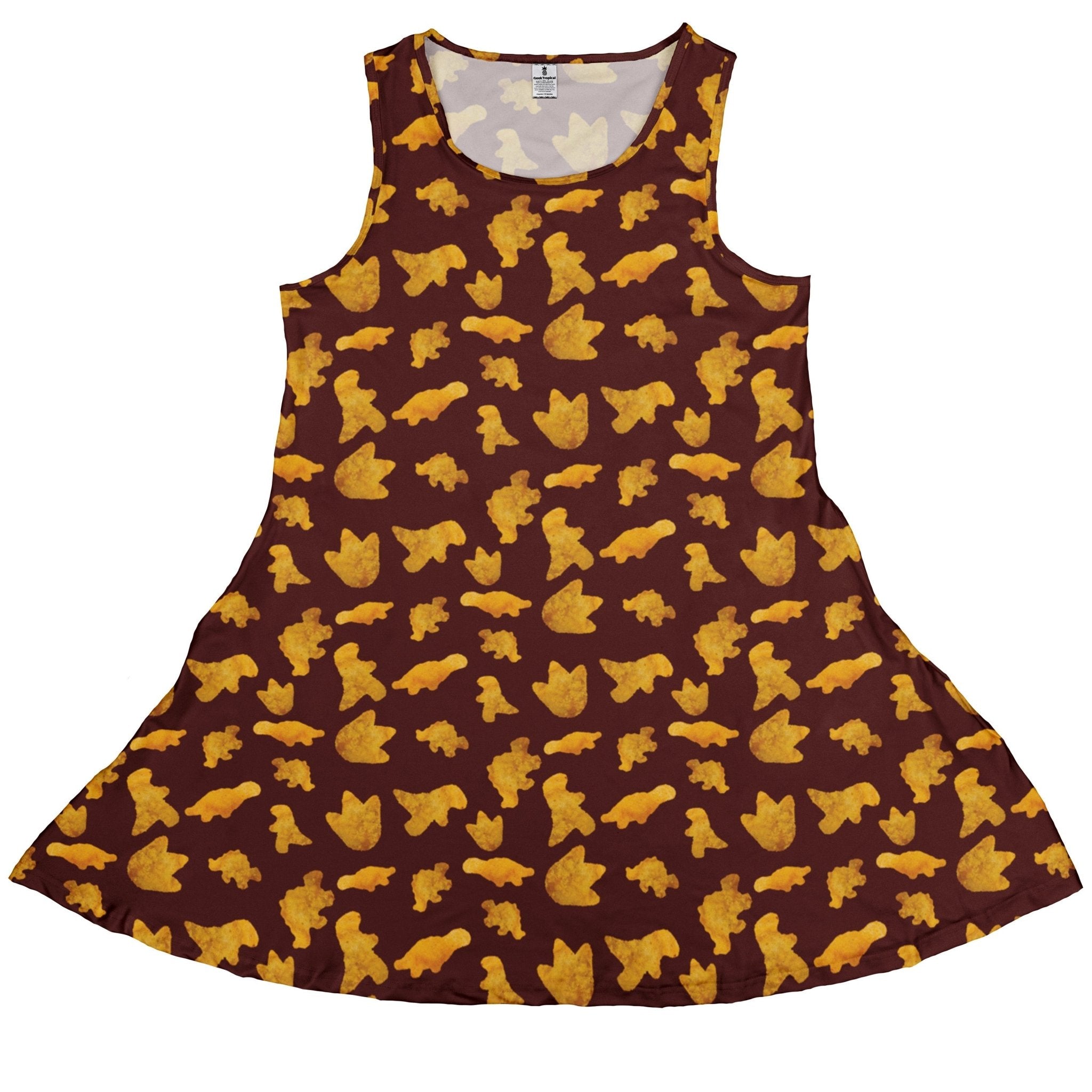 Dinosaur Chicken Nuggets Red Dress Geek Nerd Design by Random Galaxy dinosaur print lx - C