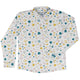 Dinosaur Footprint Tracks White Long Sleeve Button Up Shirt Geek Nerd adult sizing dinosaur print FLOW DESC WRITING