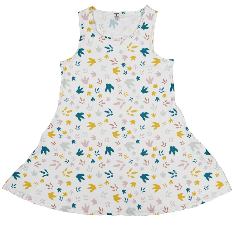 Dinosaur Footprint Tracks White Dress Geek Nerd dinosaur print lx - C Simple Patterns