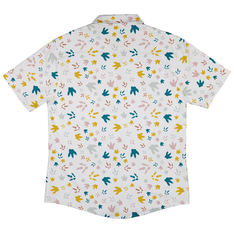 Dinosaur Footprint Tracks White Button Up Shirt - adult sizing - dinosaur print - Simple Patterns