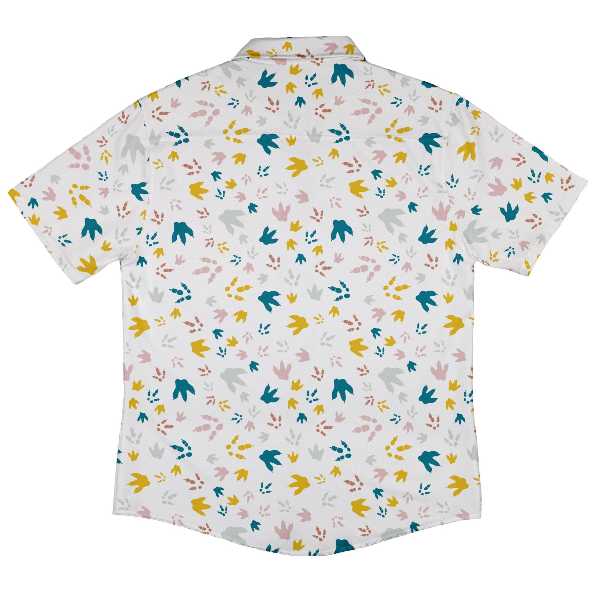 Dinosaur Footprint Tracks White Button Up Shirt - adult sizing - dinosaur print - Simple Patterns