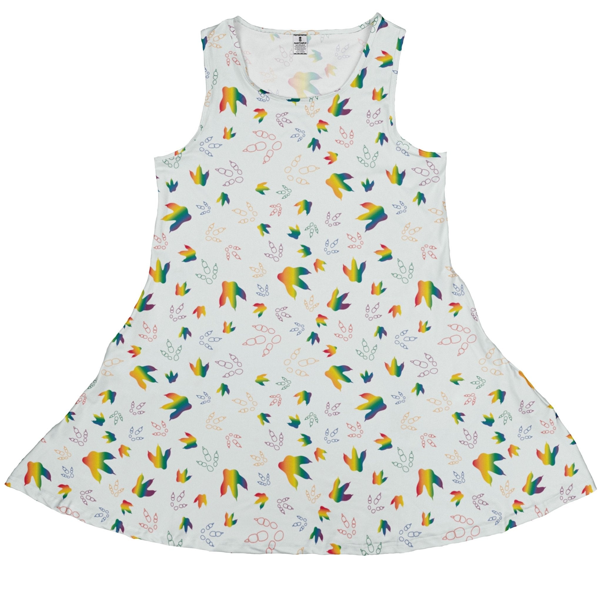 Dinosaur Footprints Rainbow Dress Geek Nerd dinosaur print lx - C Pride Patterns