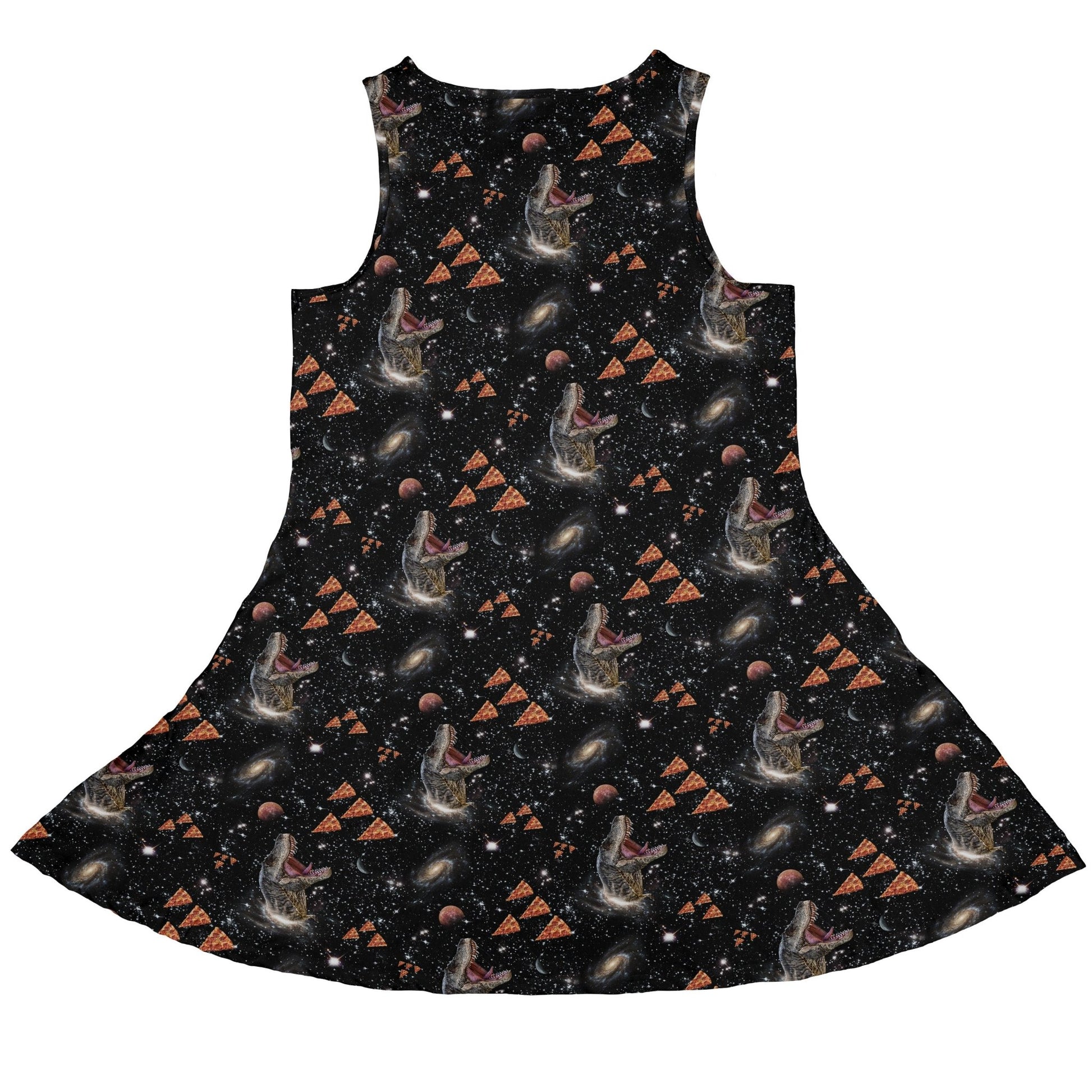 Dinosaur Galaxy Pizza Ships Dress Geek Nerd Design by Random Galaxy dinosaur print lx - C