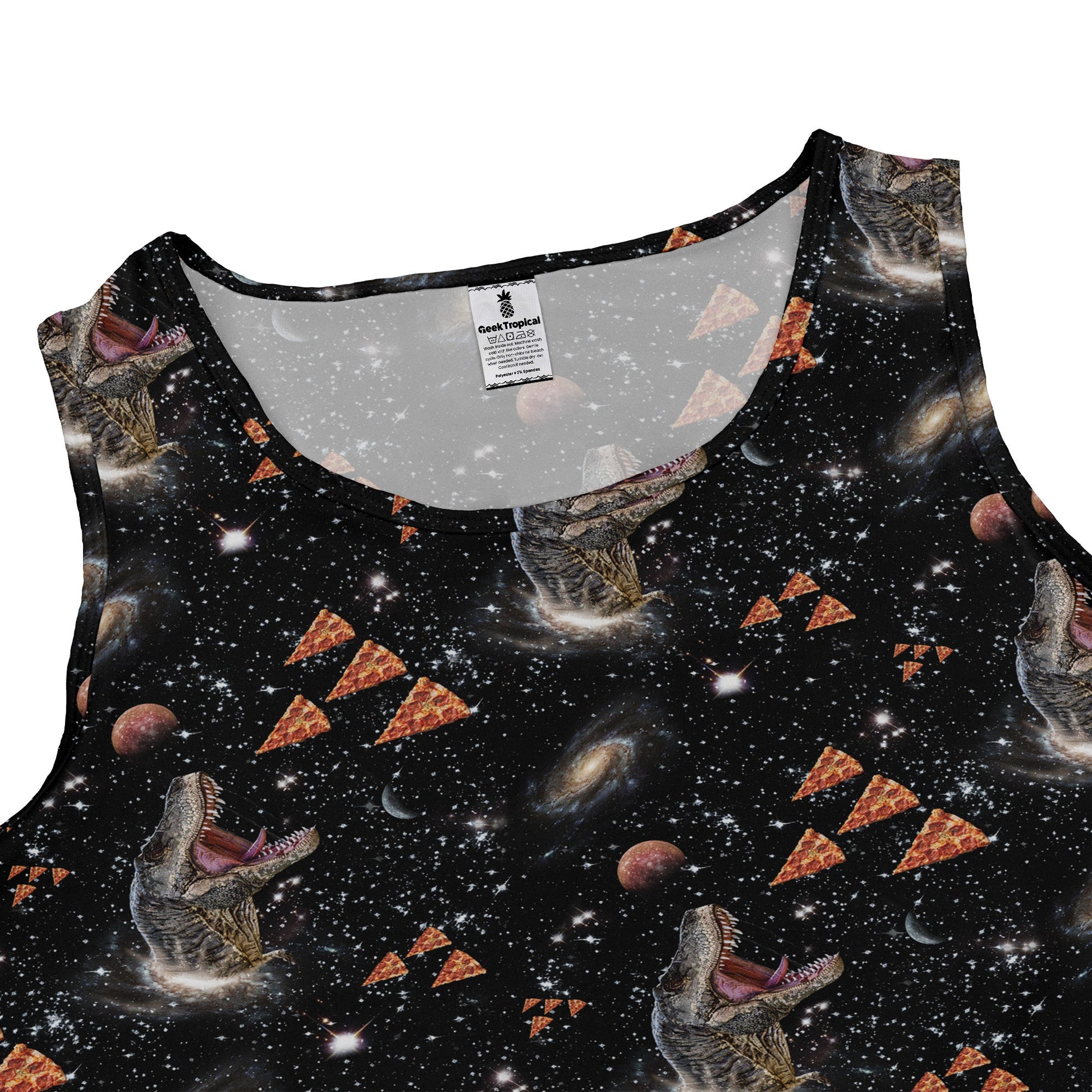 Dinosaur Galaxy Pizza Ships Dress Geek Nerd Design by Random Galaxy dinosaur print lx - C