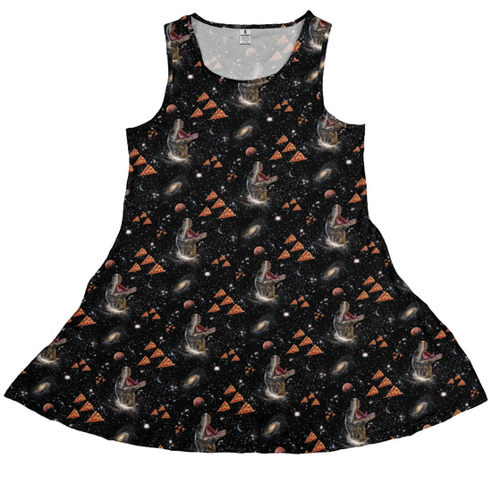 Dinosaur Galaxy Pizza Ships Dress Geek Nerd Design by Random Galaxy dinosaur print lx - C