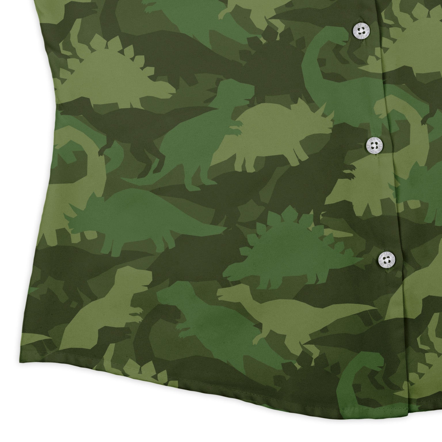 Dinosaur Khaki Army Dinosaur Green Curvy Button Up Shirt Geek Nerd dinosaur print women