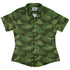 Dinosaur Khaki Army Dinosaur Green Curvy Button Up Shirt Geek Nerd dinosaur print women