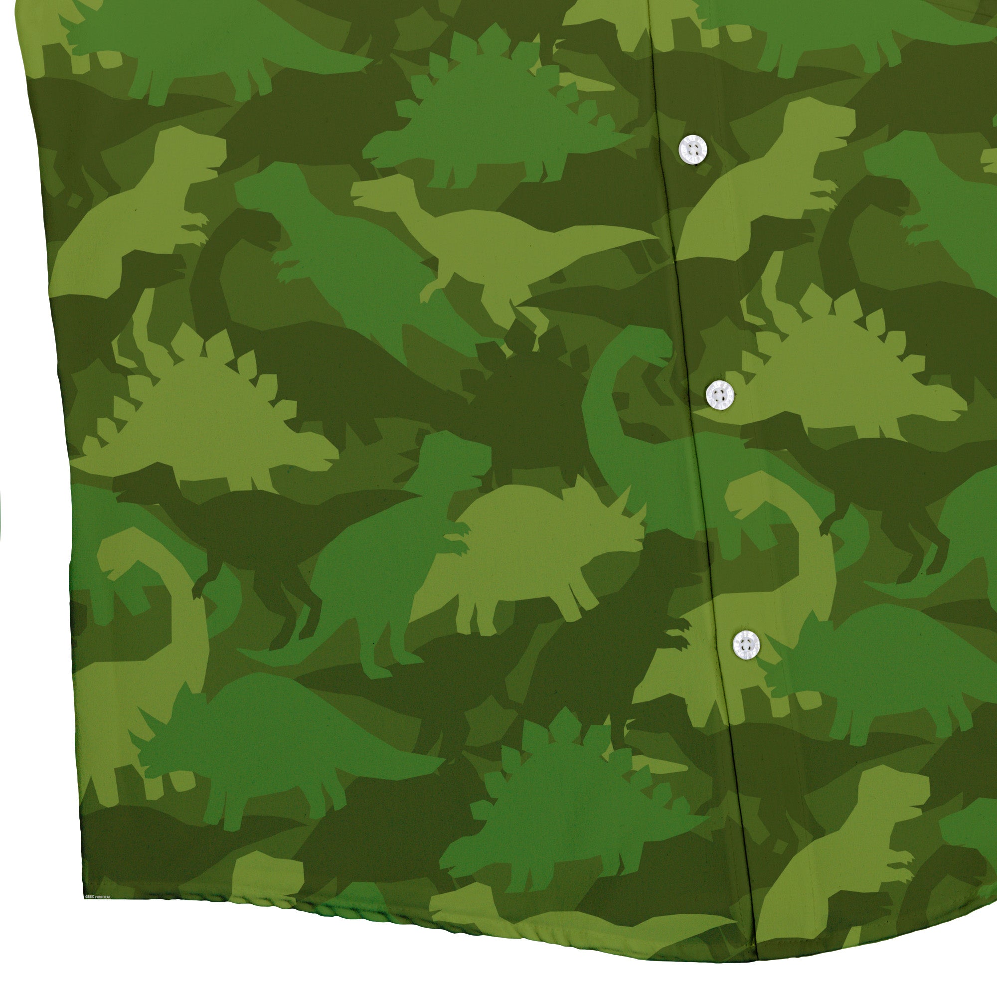 Dinosaur Khaki Army Dinosaur Green Button Up Shirt - adult sizing - dinosaur print -