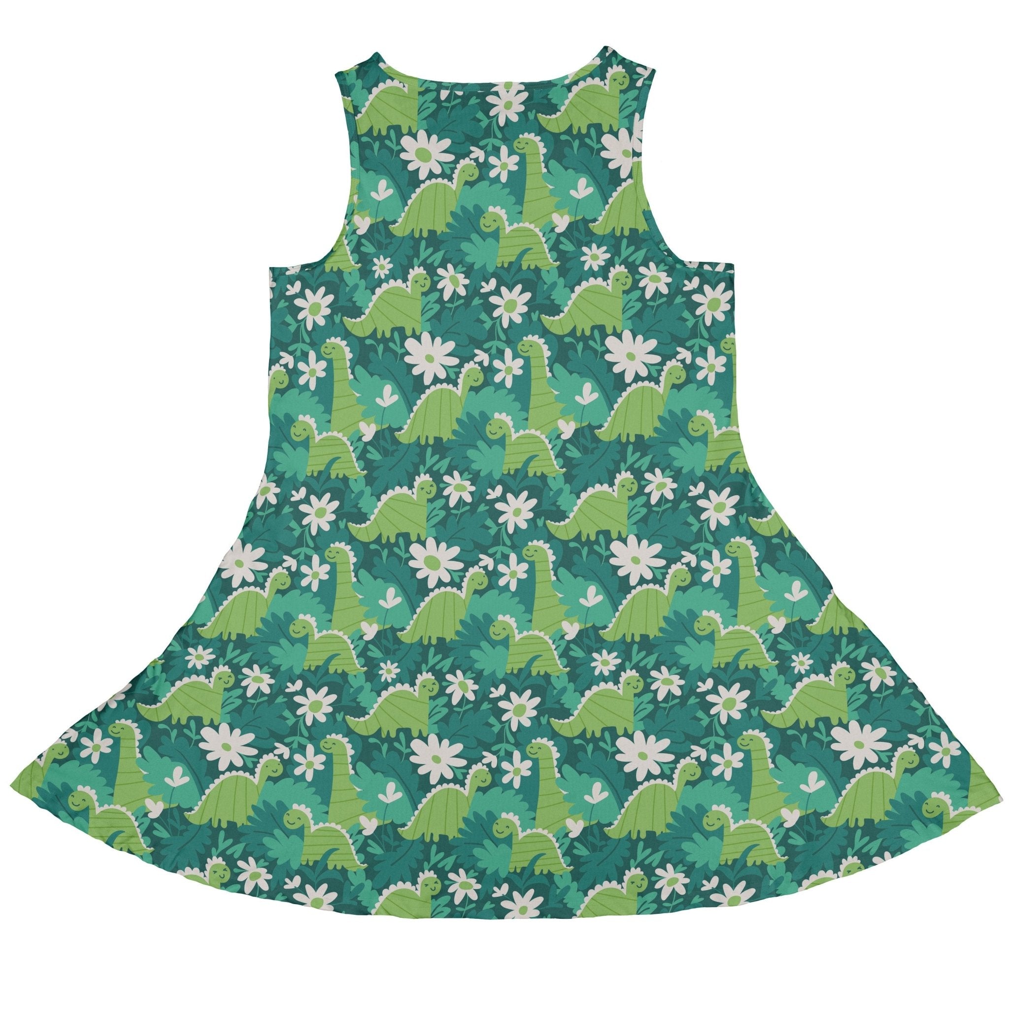 Dinosaur Smiles Flowers And Leaves Dress Geek Nerd dinosaur print lx - C Maximalist Patterns