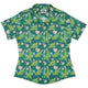 Dinosaur Smiles Flowers and Leaves Curvy Button Up Shirt Geek Nerd dinosaur print Maximalist Patterns women