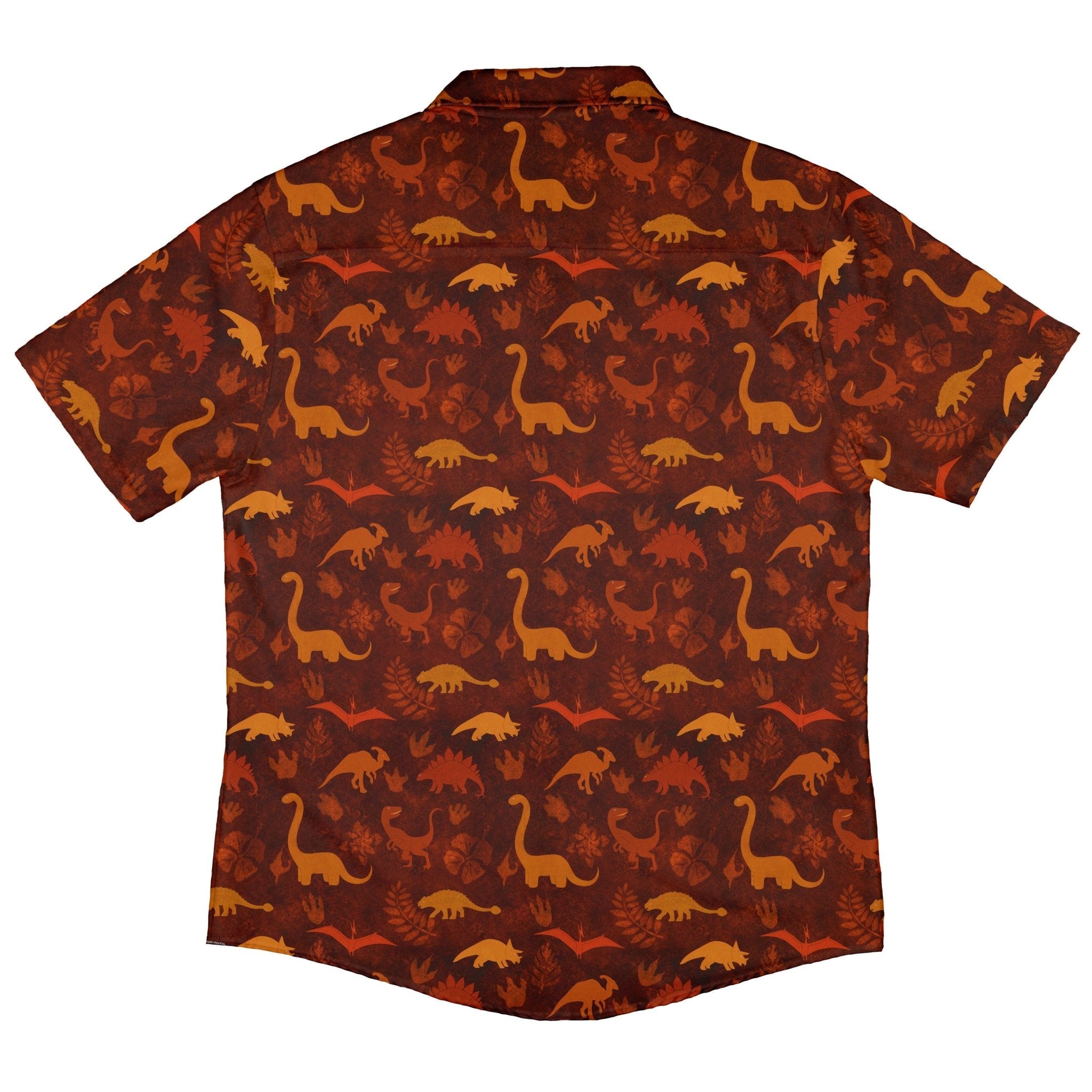 Dinosaur Tropical Fall Sunset Button Up Shirt - adult sizing - Animal Patterns - Designs by Nathan