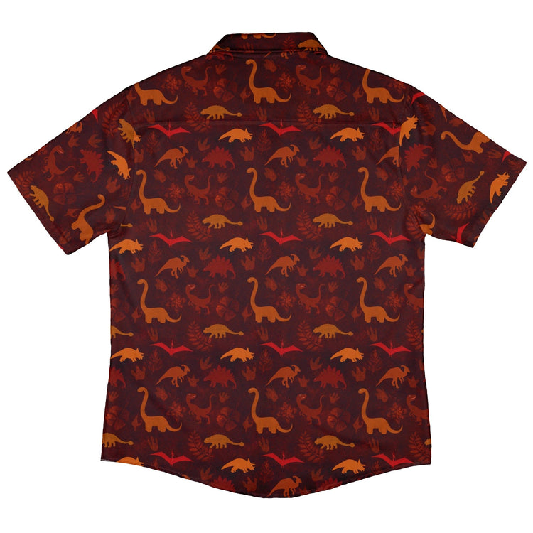 Dinosaur Tropical Sunset Button Up Shirt - adult sizing - Animal Patterns - Designs by Nathan