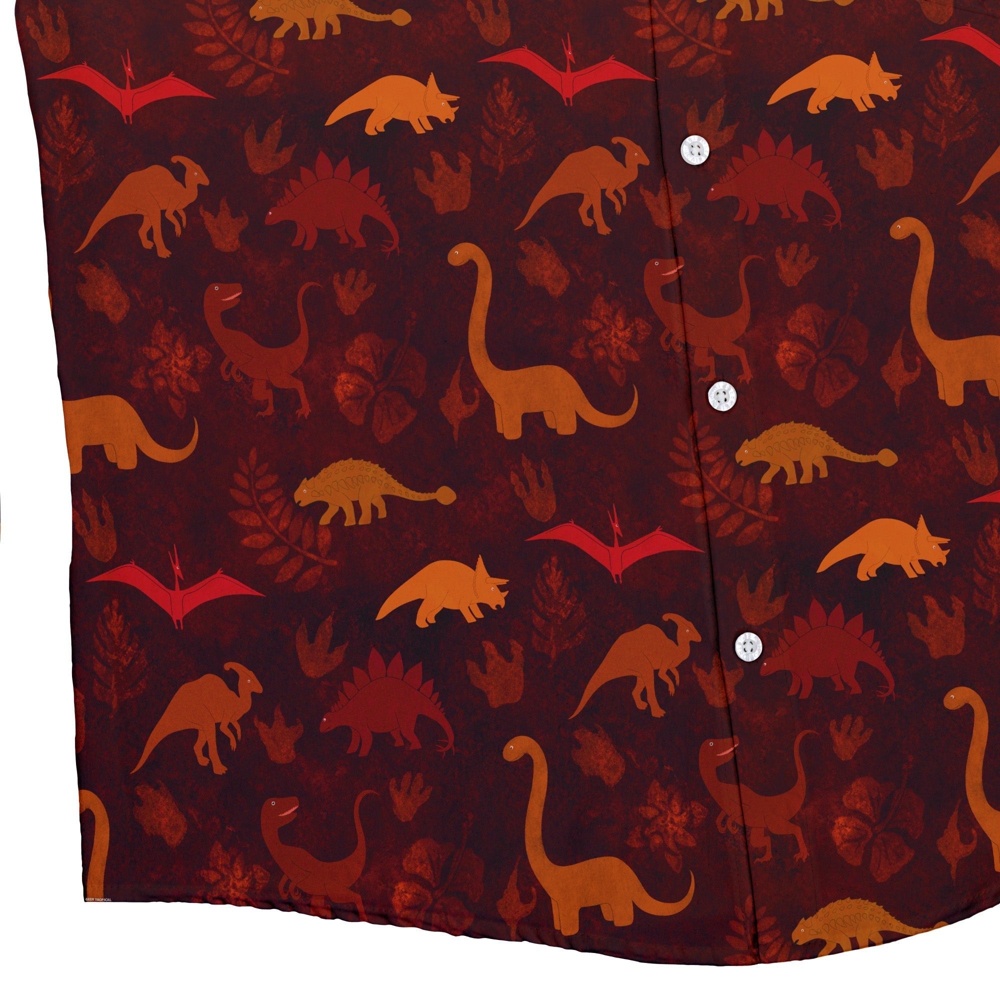 Dinosaur Tropical Sunset Button Up Shirt - adult sizing - Animal Patterns - Designs by Nathan