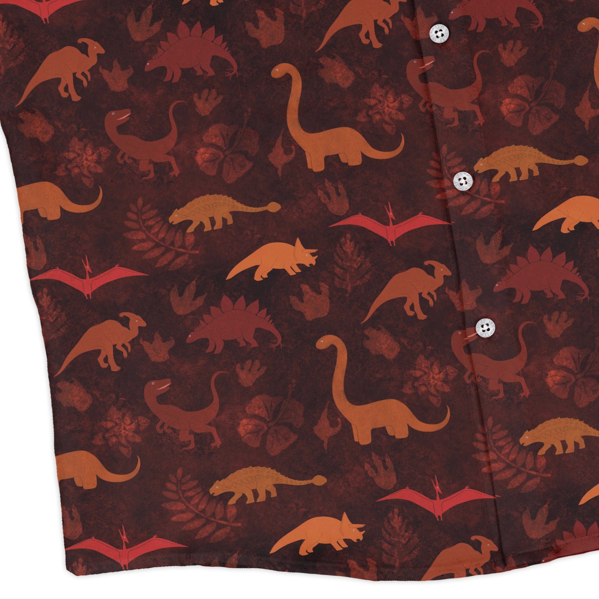 Dinosaur Tropical Sunset Long Sleeve Button Up Shirt Geek Nerd adult sizing Animal Patterns Designs by Nathan