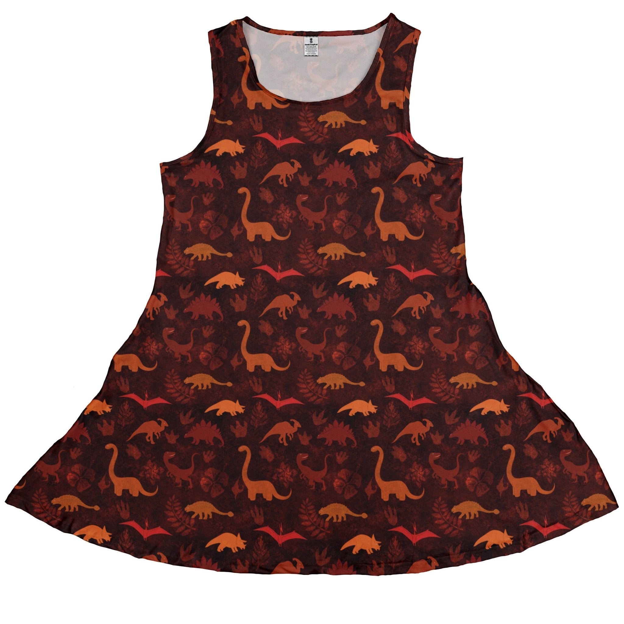 Dinosaur Tropical Sunset Dress Geek Nerd Animal Patterns Designs by Nathan dinosaur print