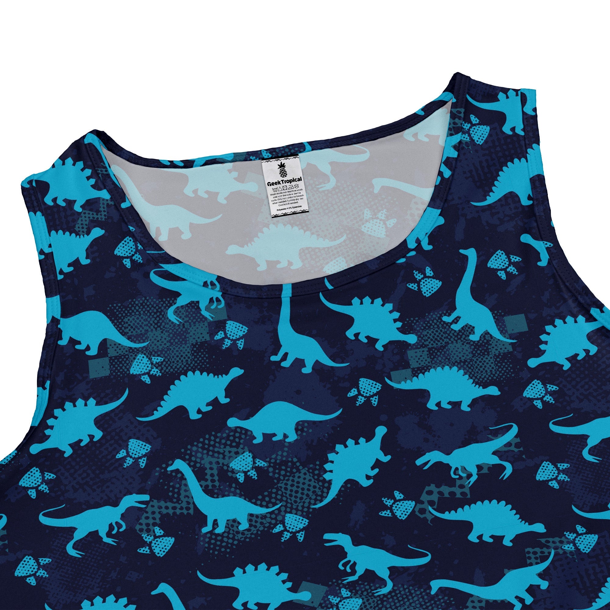 Dinosaur Urban Geometric Blue Dinosaur Dress Geek Nerd dinosaur print lx - C