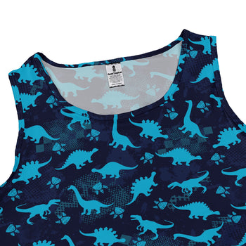 Dinosaur Urban Geometric Blue Dinosaur Dress Geek Nerd dinosaur print lx - C