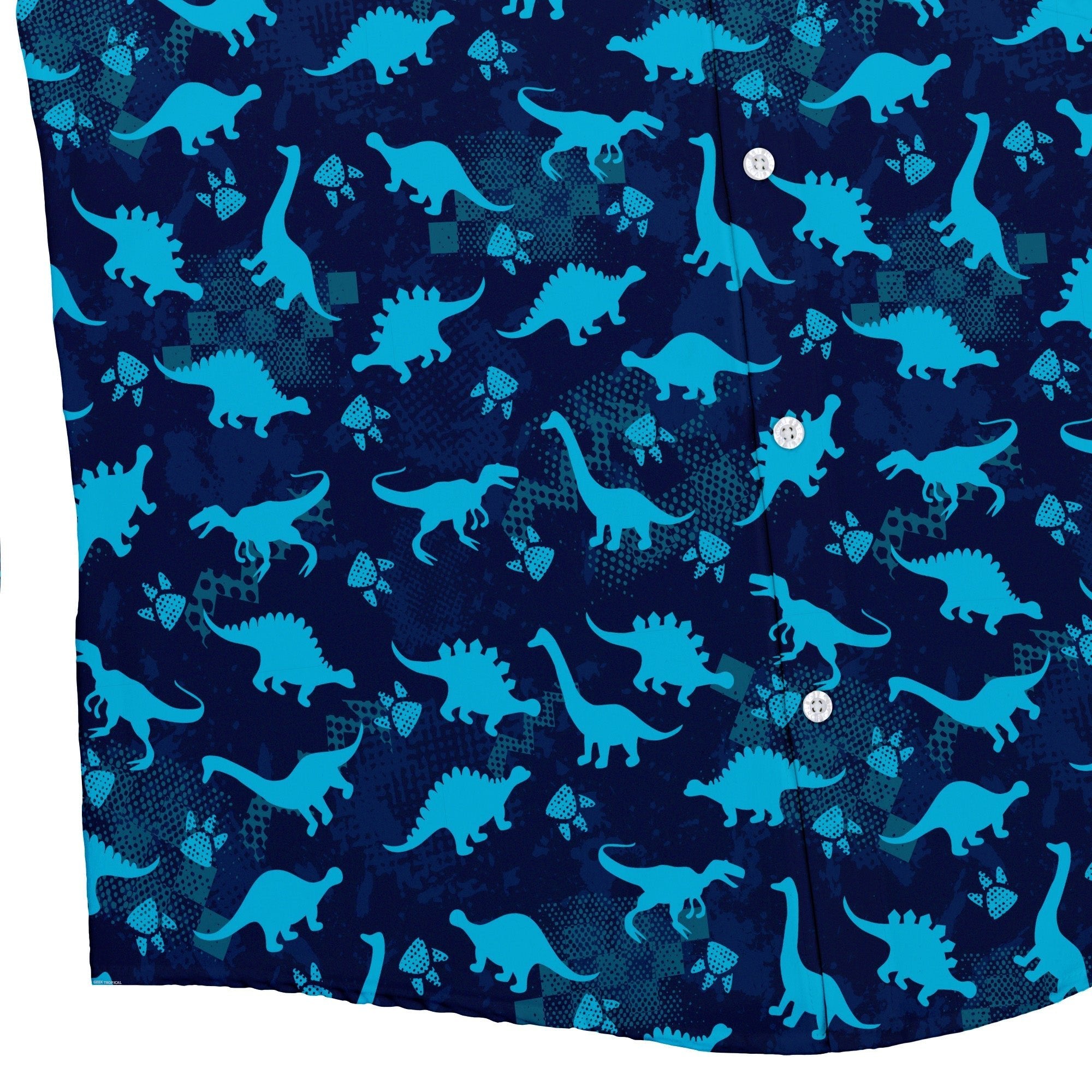 Dinosaur Urban Geometric Blue Dinosaur Button Up Shirt - adult sizing - dinosaur print -