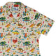 Dinosaur Beach Party Curvy Button Up Shirt Geek Nerd Design by Zirkus Design dinosaur print q225