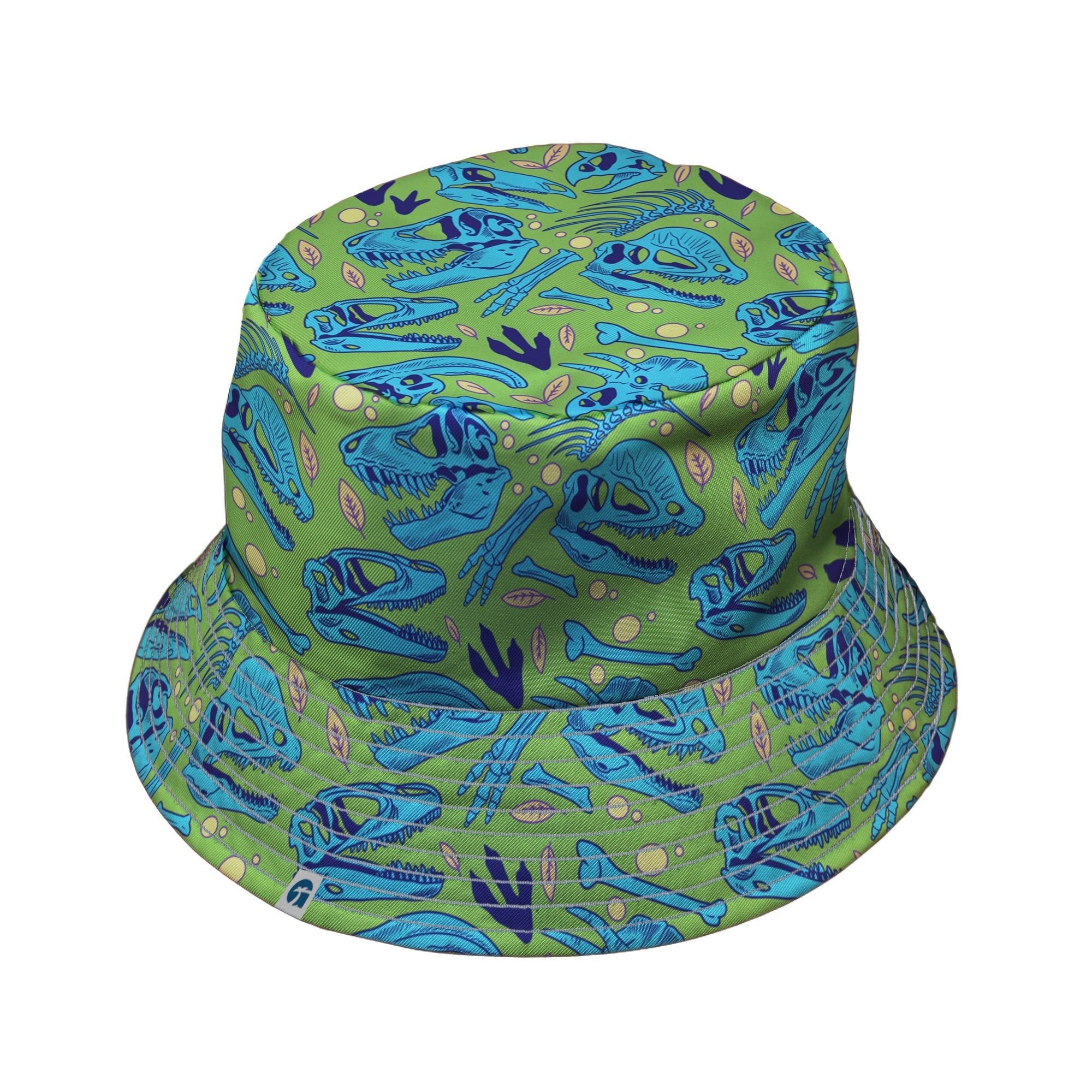 Dinosaur Bone Digs Bucket Hat Geek Nerd Design by Julie Kitzes dinosaur print funny prints