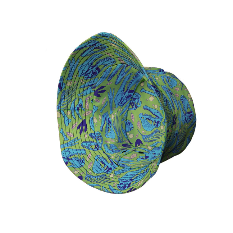 Dinosaur Bone Digs Bucket Hat Geek Nerd Design by Julie Kitzes dinosaur print funny prints