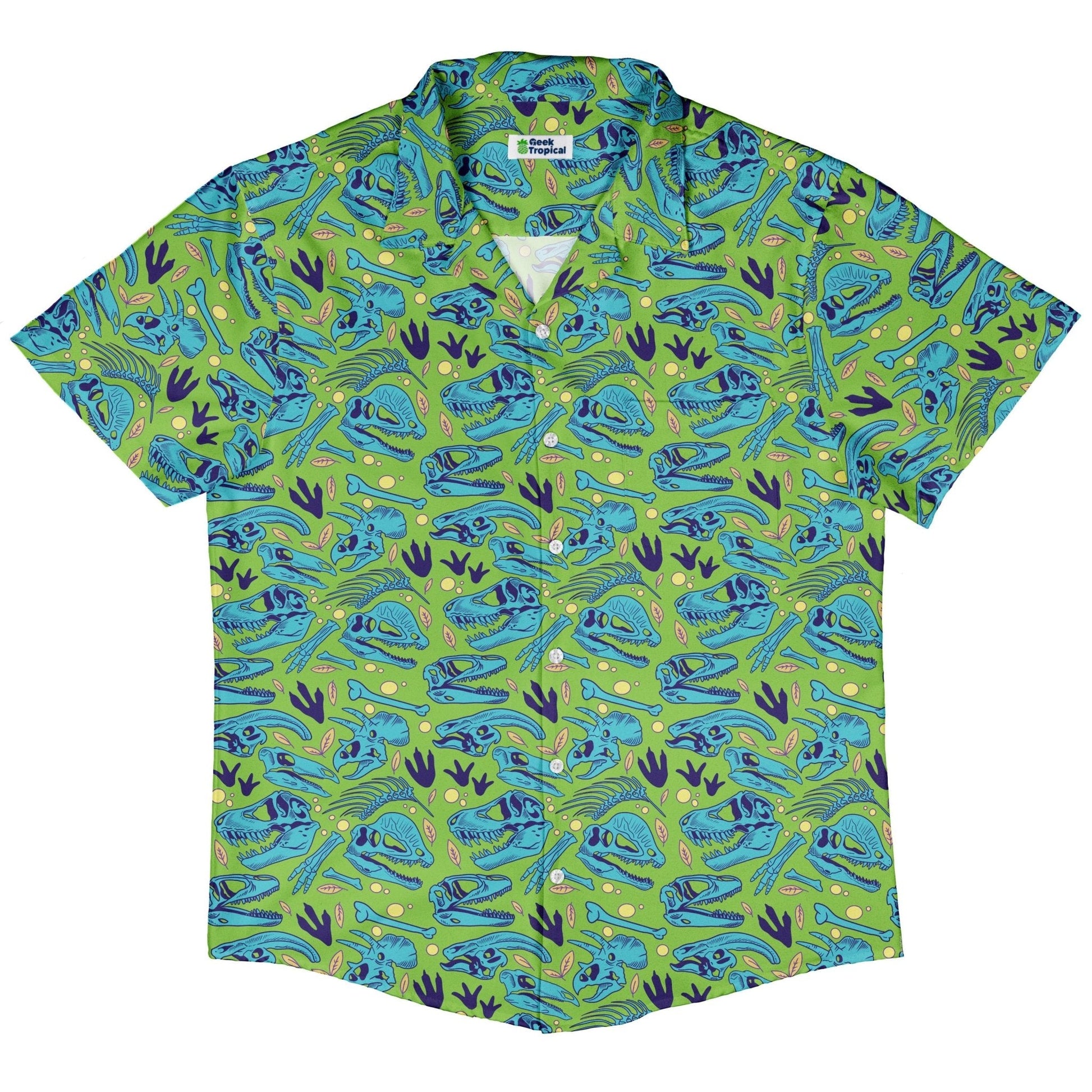 Clearance Ready - to - Ship Dinosaur Bone Digs Button Up Shirt Geek Nerd adult sizing Advertise to Meta All Adult Button Up Shirts