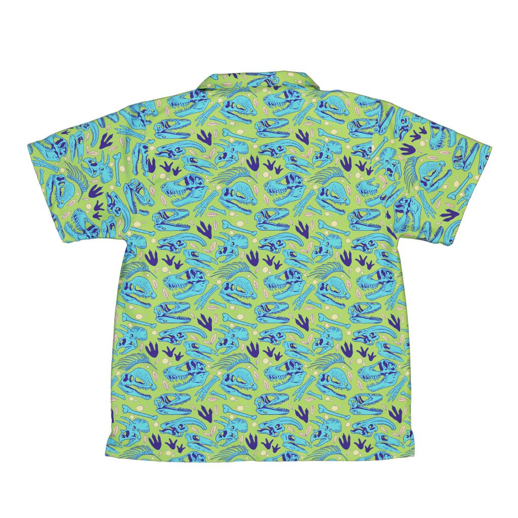 Dinosaur Bone Digs Youth Hawaiian Shirt Geek Nerd Design by Julie Kitzes dinosaur print funny prints