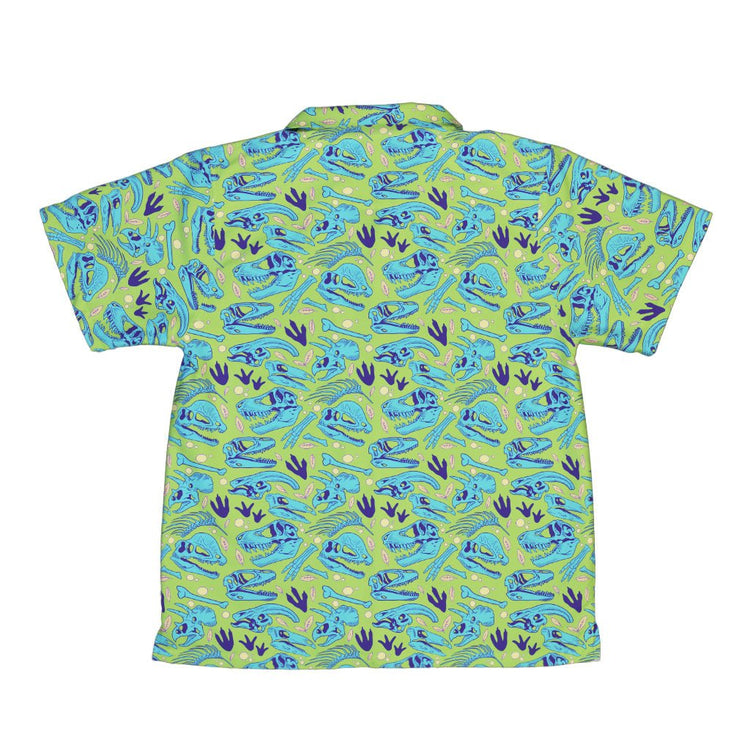 Dinosaur Bone Digs Youth Hawaiian Shirt Geek Nerd Design by Julie Kitzes dinosaur print funny prints