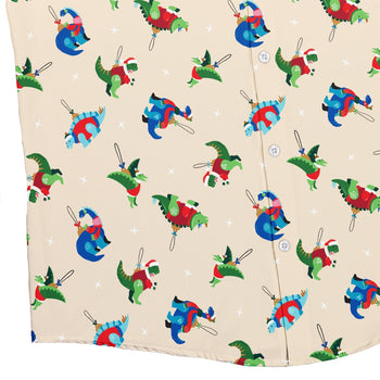 Dinosaur Ornaments Button Up Shirt Geek Nerd adult sizing christmas print Design by Zirkus Design