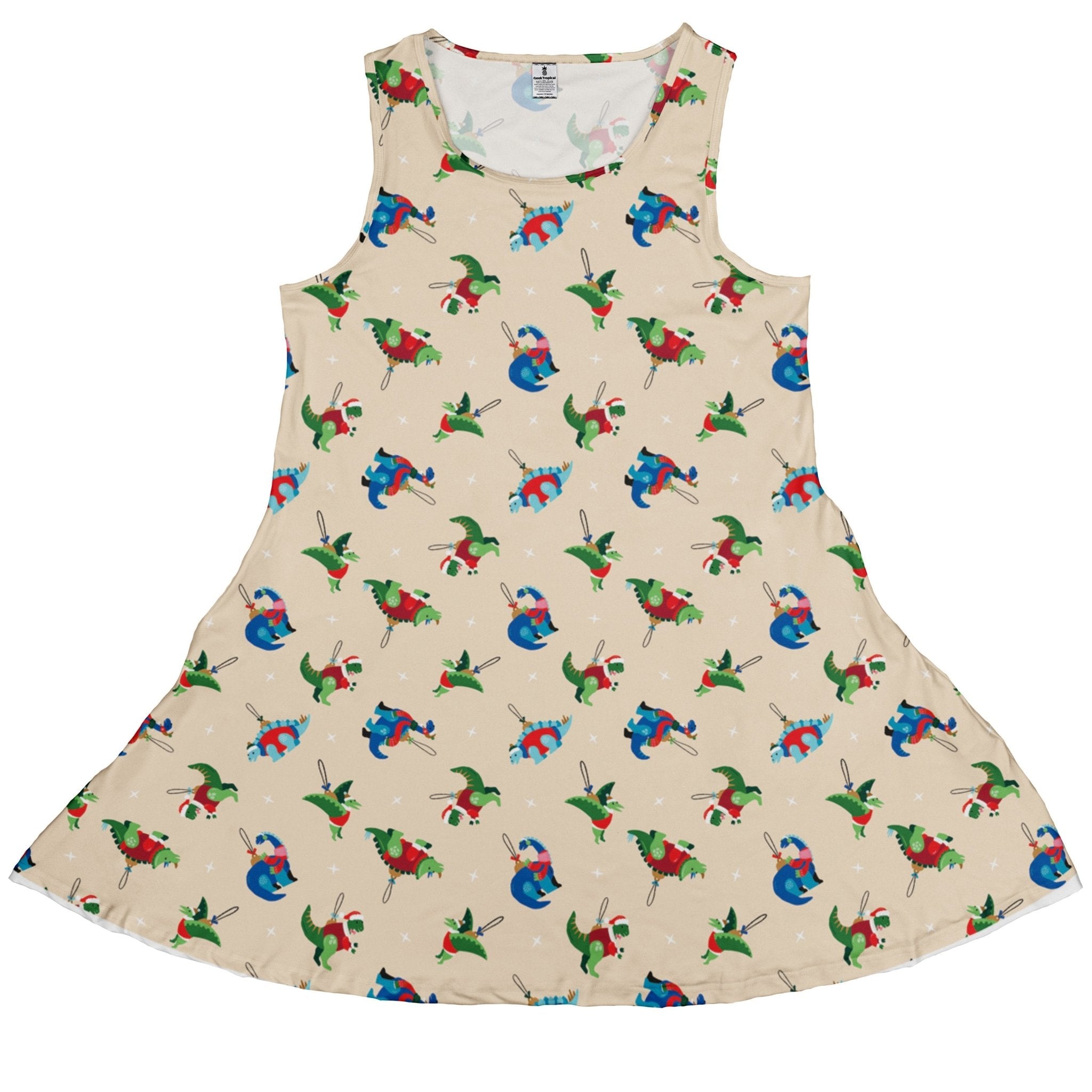 Dinosaur Ornaments Dress Geek Nerd christmas print Design by Zirkus Design dinosaur print