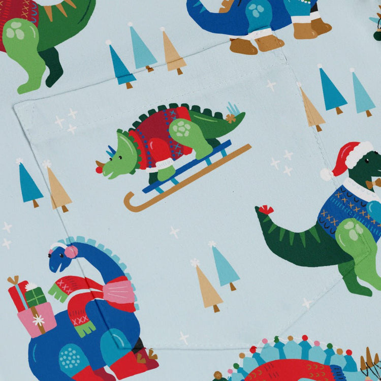 Dinosaur Wonderful Winter Button Up Shirt Geek Nerd adult sizing christmas print Design by Zirkus Design