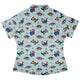 Dinosaur Wonderful Winter Curvy Button Up Shirt Geek Nerd christmas print Design by Zirkus Design dinosaur print