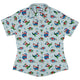 Dinosaur Wonderful Winter Curvy Button Up Shirt Geek Nerd christmas print Design by Zirkus Design dinosaur print