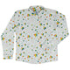 Dinosaur Footprints Rainbow Long Sleeve Button Up Shirt Geek Nerd adult sizing dinosaur print FLOW DESC WRITING