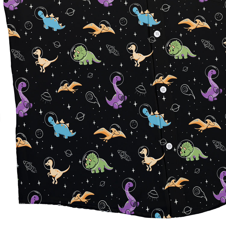 Dinostellar Space Dinosaurs Button Up Shirt Geek Nerd 0925 adult sizing All Adult Button Up Shirts