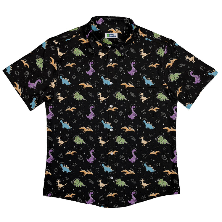 Dinostellar Space Dinosaurs Button Up Shirt Geek Nerd 0925 adult sizing All Adult Button Up Shirts
