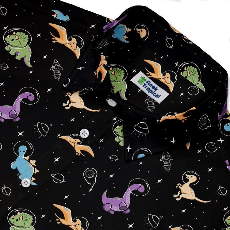 Dinostellar Space Dinosaurs Button Up Shirt Geek Nerd 0925 adult sizing All Adult Button Up Shirts