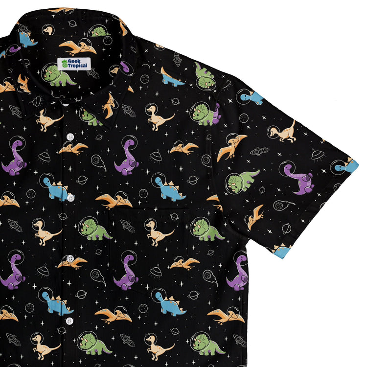 Dinostellar Space Dinosaurs Button Up Shirt Geek Nerd 0925 adult sizing All Adult Button Up Shirts