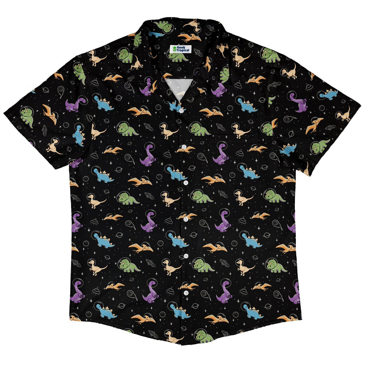 Dinostellar Space Dinosaurs Button Up Shirt Geek Nerd 0925 adult sizing All Adult Button Up Shirts