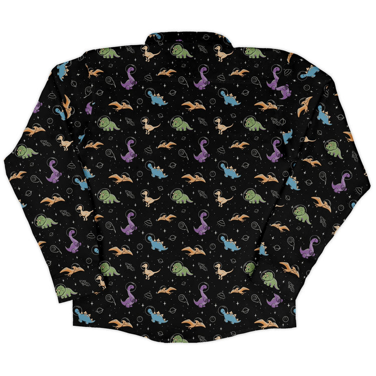 Dinostellar Space Dinosaurs Long Sleeve Button Up Shirt Geek Nerd 0925 adult sizing All Adult Button Up Shirts
