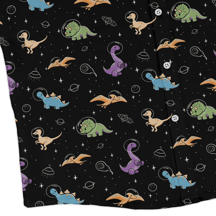 Dinostellar Space Dinosaurs Long Sleeve Button Up Shirt Geek Nerd 0925 adult sizing All Adult Button Up Shirts