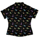 Dinostellar Space Dinosaurs Curvy Button Up Shirt Geek Nerd 0925 All Adult Button Up Shirts Design by Tobe Fonseca