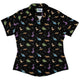Dinostellar Space Dinosaurs Curvy Button Up Shirt Geek Nerd 0925 All Adult Button Up Shirts Design by Tobe Fonseca