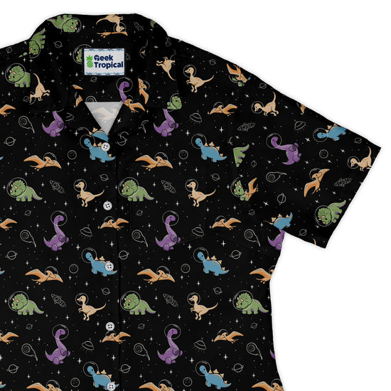 Dinostellar Space Dinosaurs Curvy Button Up Shirt Geek Nerd 0925 All Adult Button Up Shirts Design by Tobe Fonseca