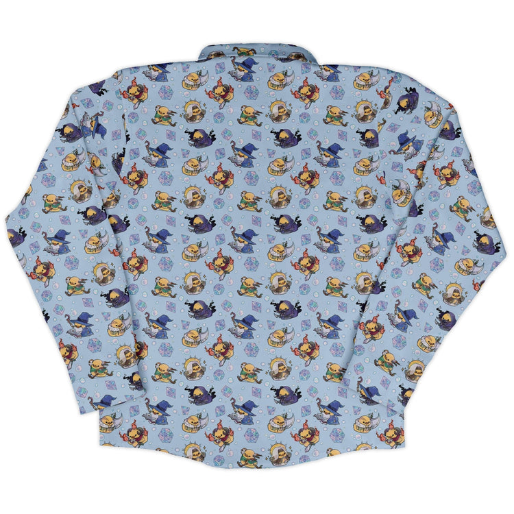 DnD Classes Rubber Ducks Long Sleeve Button Up Shirt Geek Nerd adult sizing Design by Ardi Tong dnd & rpg print