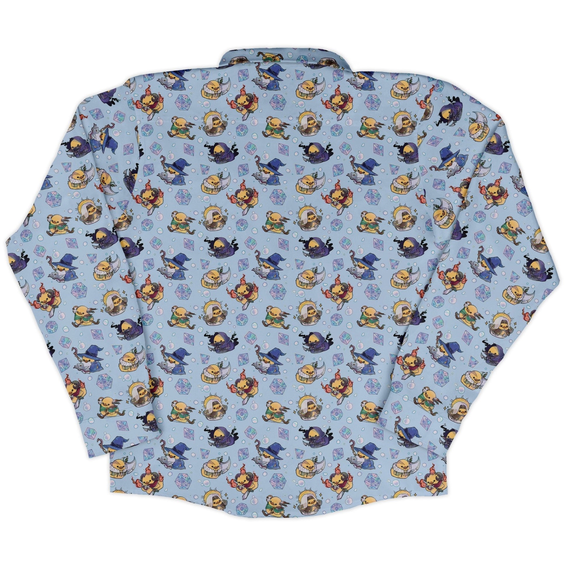 DnD Classes Rubber Ducks Long Sleeve Button Up Shirt Geek Nerd adult sizing Design by Ardi Tong dnd & rpg print