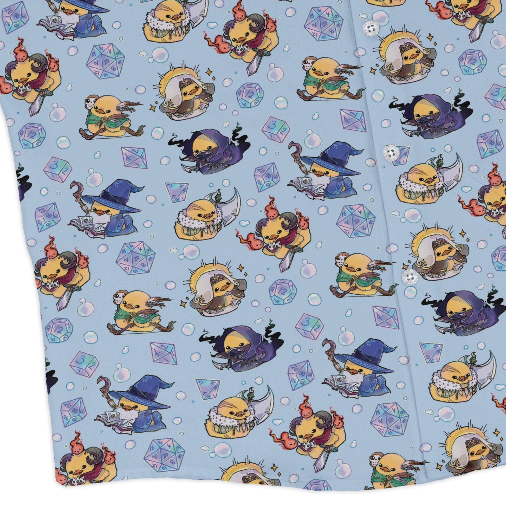DnD Classes Rubber Ducks Long Sleeve Button Up Shirt Geek Nerd adult sizing Design by Ardi Tong dnd & rpg print